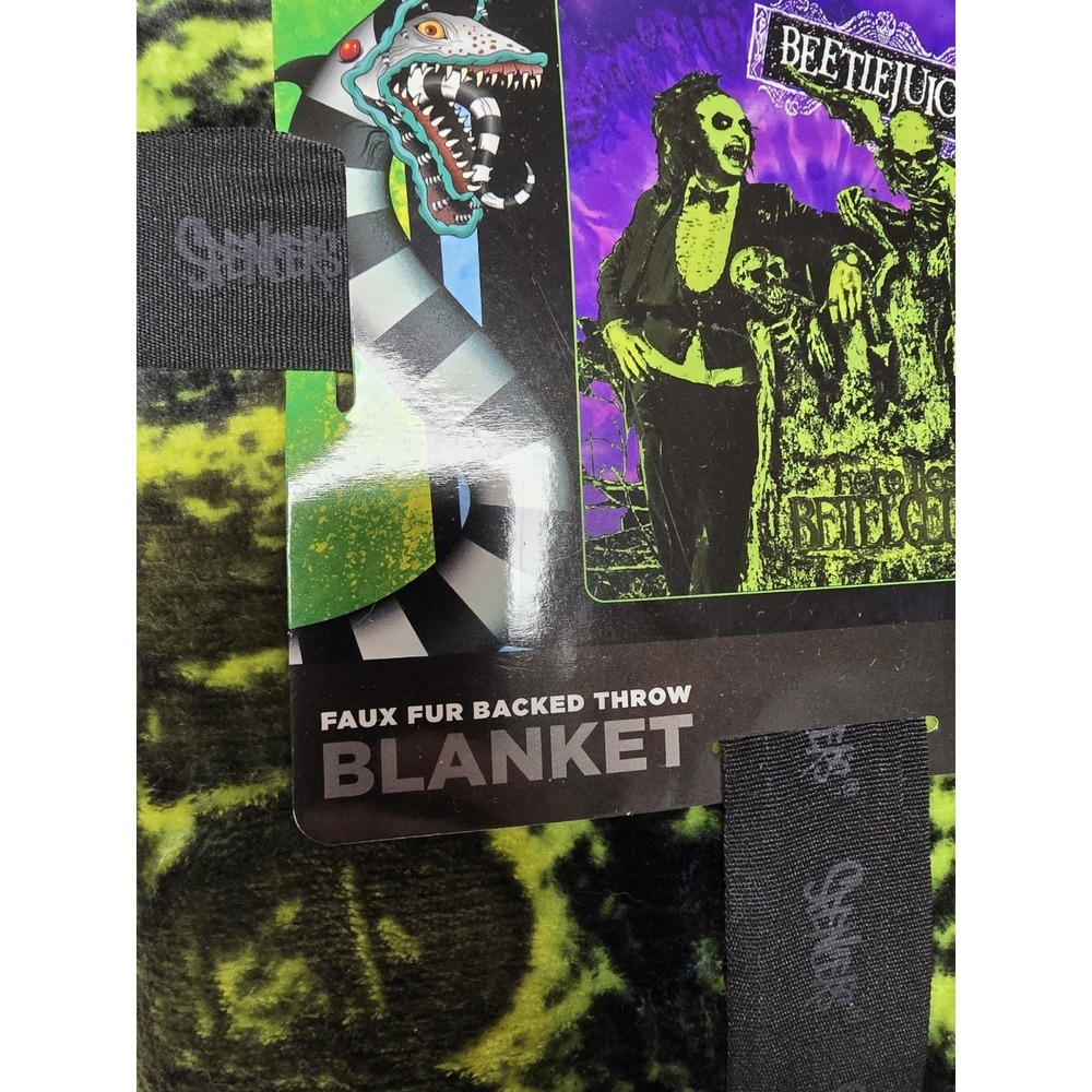 Beetlejuice 48x60 Inch Soft Throw Blanket Here Lies Tombstone New - Picture 3 of 6